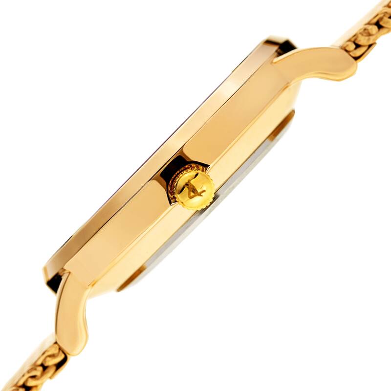 August Steiner Men's Date Multifunction Gold-tone Stainless Steel Mesh Strap Watch