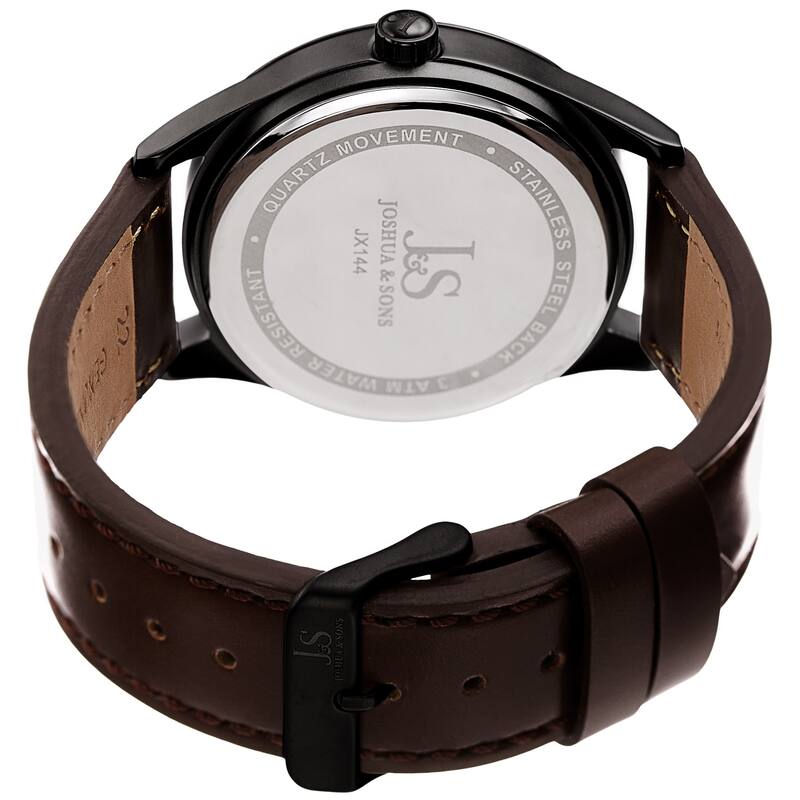 Joshua & Sons Men's Marble Designed Brown Leather Strap Watch