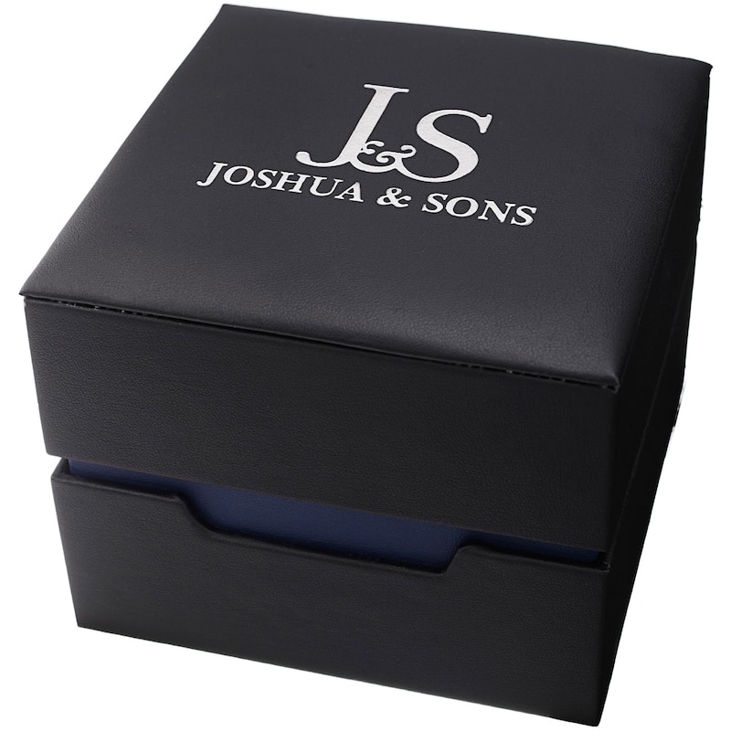 Joshua & Sons Men's Marble Designed Brown Leather Strap Watch