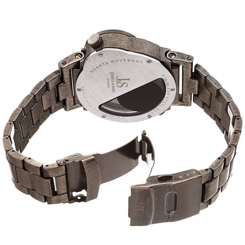 Joshua & Sons Men's Dual Time Transparent Stainless Steel Gold-tone Bracelet Watch