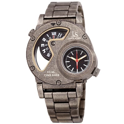 Joshua & Sons Men's Dual Time Transparent Stainless Steel Gold-tone Bracelet Watch