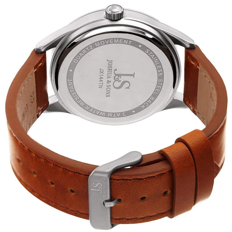 Joshua & Sons Men's Marble Designed Tan Leather Strap Watch