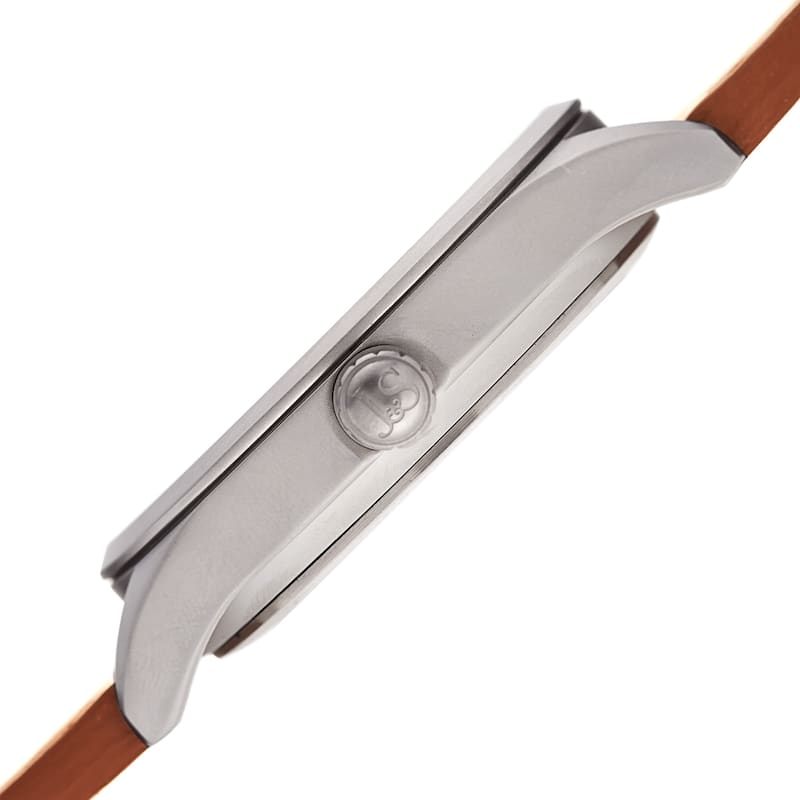 Joshua & Sons Men's Marble Designed Tan Leather Strap Watch
