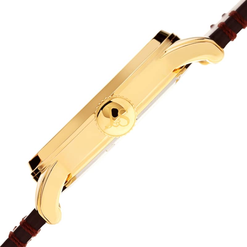 Joshua & Sons Men's Gold-tone Dual Time Leather Strap Watch