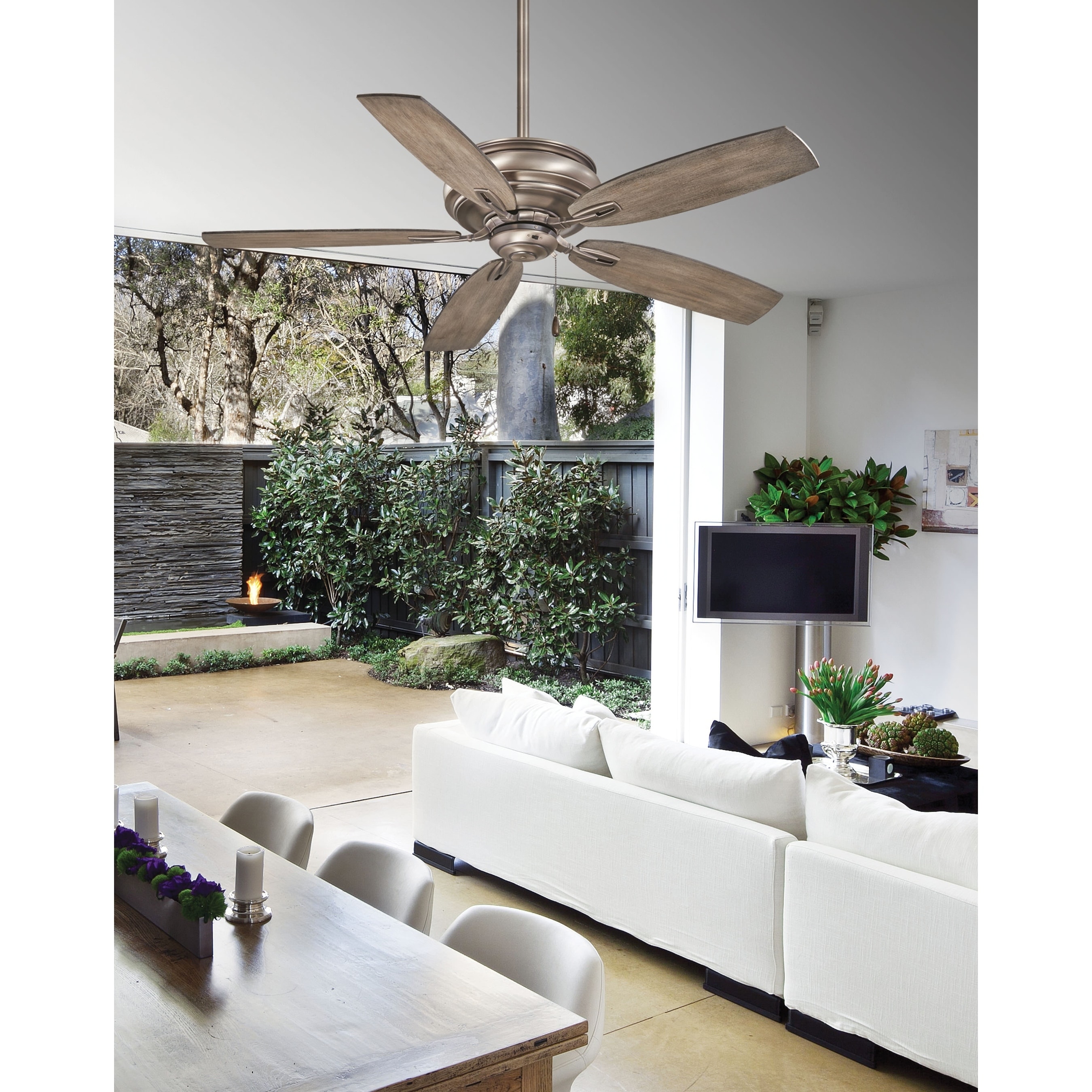 Timeless Ceiling Fan In Burnished Nickel Finish W Seashore Grey Blades By Minka Aire