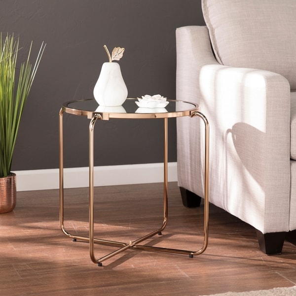 Shop Silver Orchid Grant Champagne Mirrored Accent Table