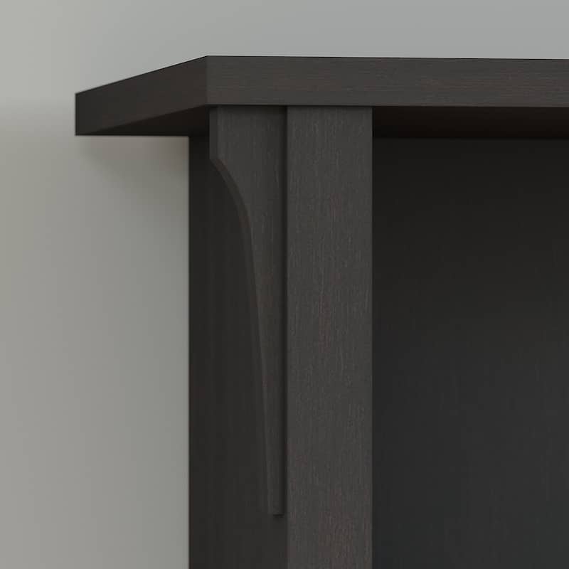L-shaped Desk with Lateral File Cabinet and Bookcase in Vintage Black