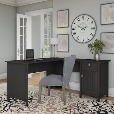 L-shaped Vintage Black Storage Desk