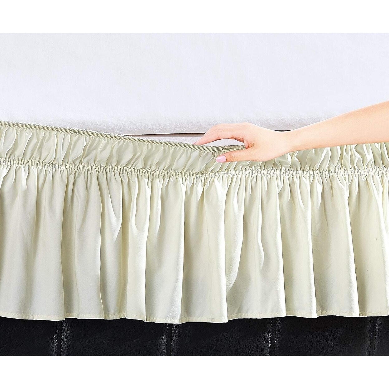 Elegant Comfort Luxury Wrinkle Resistant -Wrap Around Style- Elastic Bed Wrap Ruffled Bed Skirt 16inch Drop