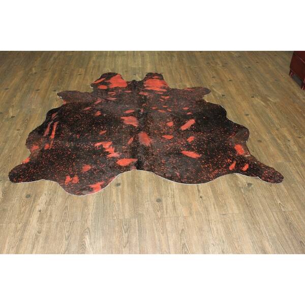 Shop Red Metallic Real Natural Cowhide Rug Area Rugs Overstock