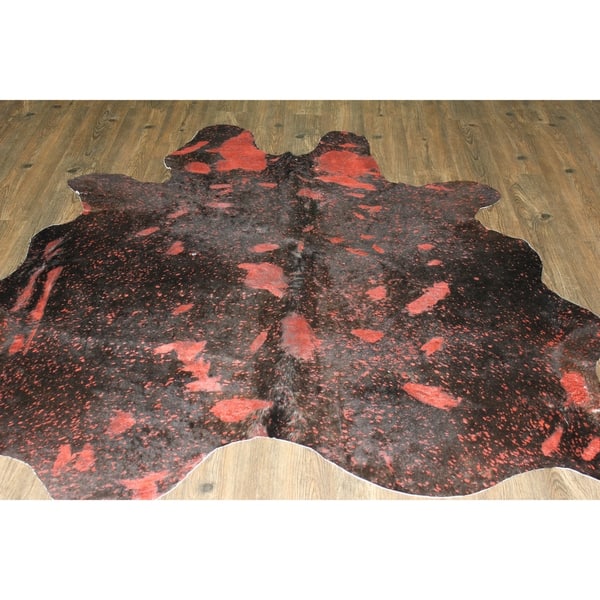 Shop Red Metallic Real Natural Cowhide Rug Area Rugs Overstock