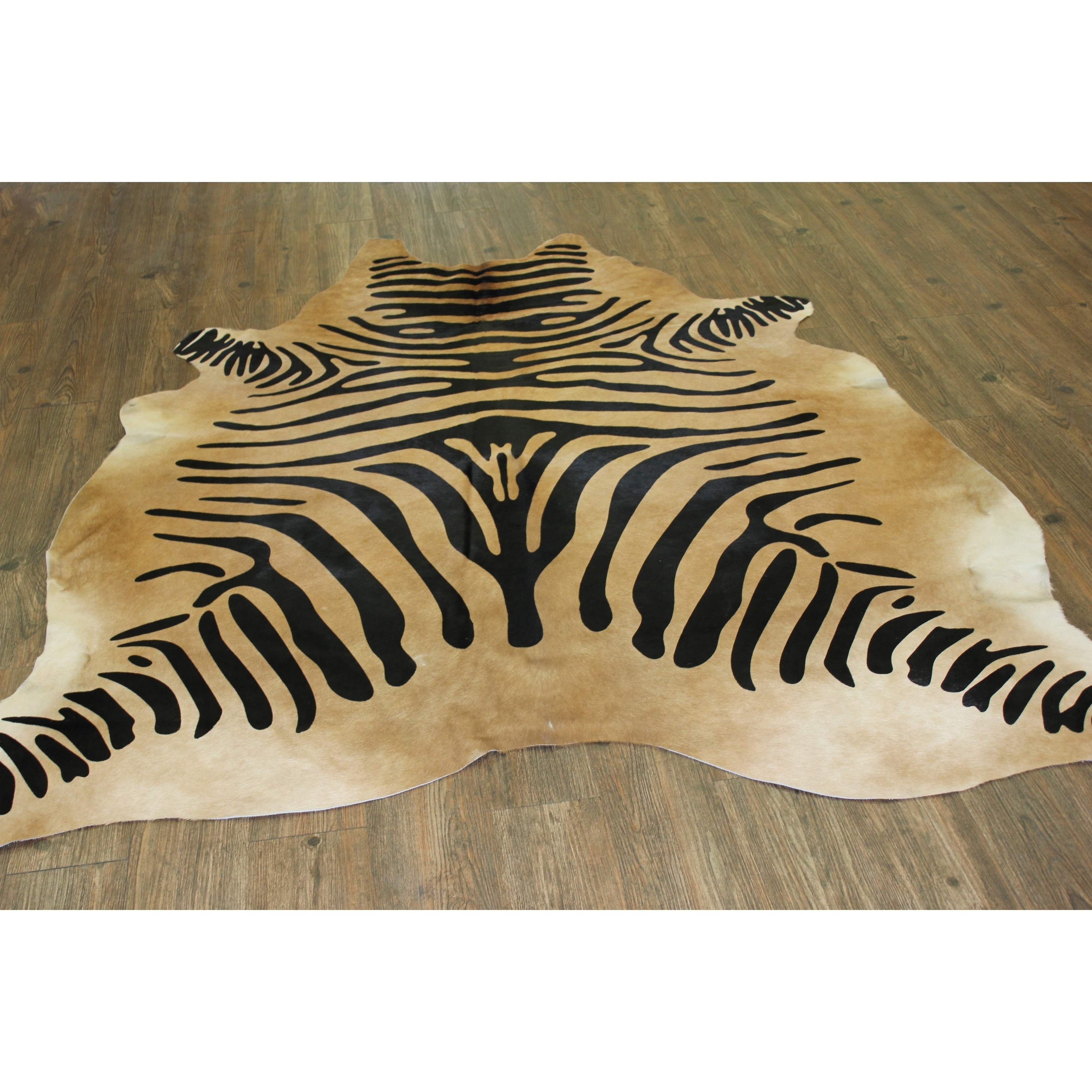 Zebra Print Cowhide Rug Size: 7 X 6' Genuine Zebra Print Cow Hide Rug