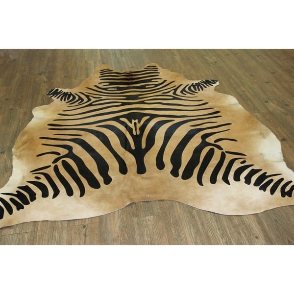 Shop Zebra On Caramel Real Natural Cowhide Rug Area Rugs