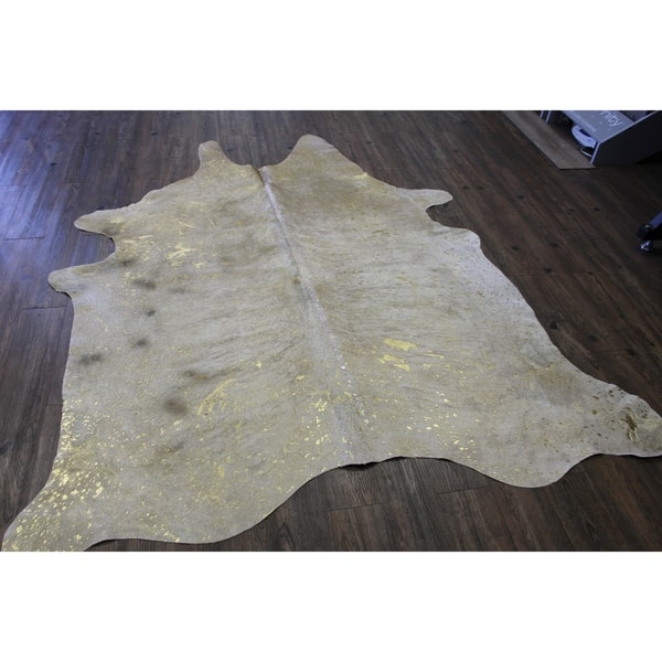 Shop Gold Metallic On Caramel Real Natural Cowhide Rug Area Rugs