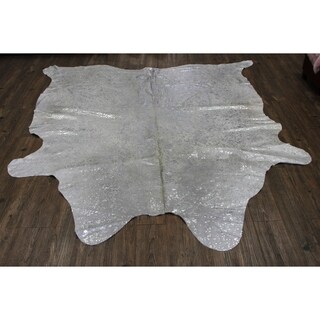 GENUINE GOLD OR SILVER DEVORE METALIC  COWHIDE LEATHER FLOOR RUG 4-5m2 COWHIDE 