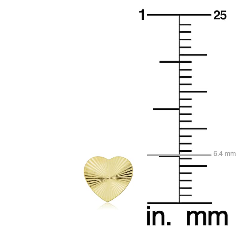 Fremada Italian 14k Yellow Gold Diamond-cut Heart Stud Earrings