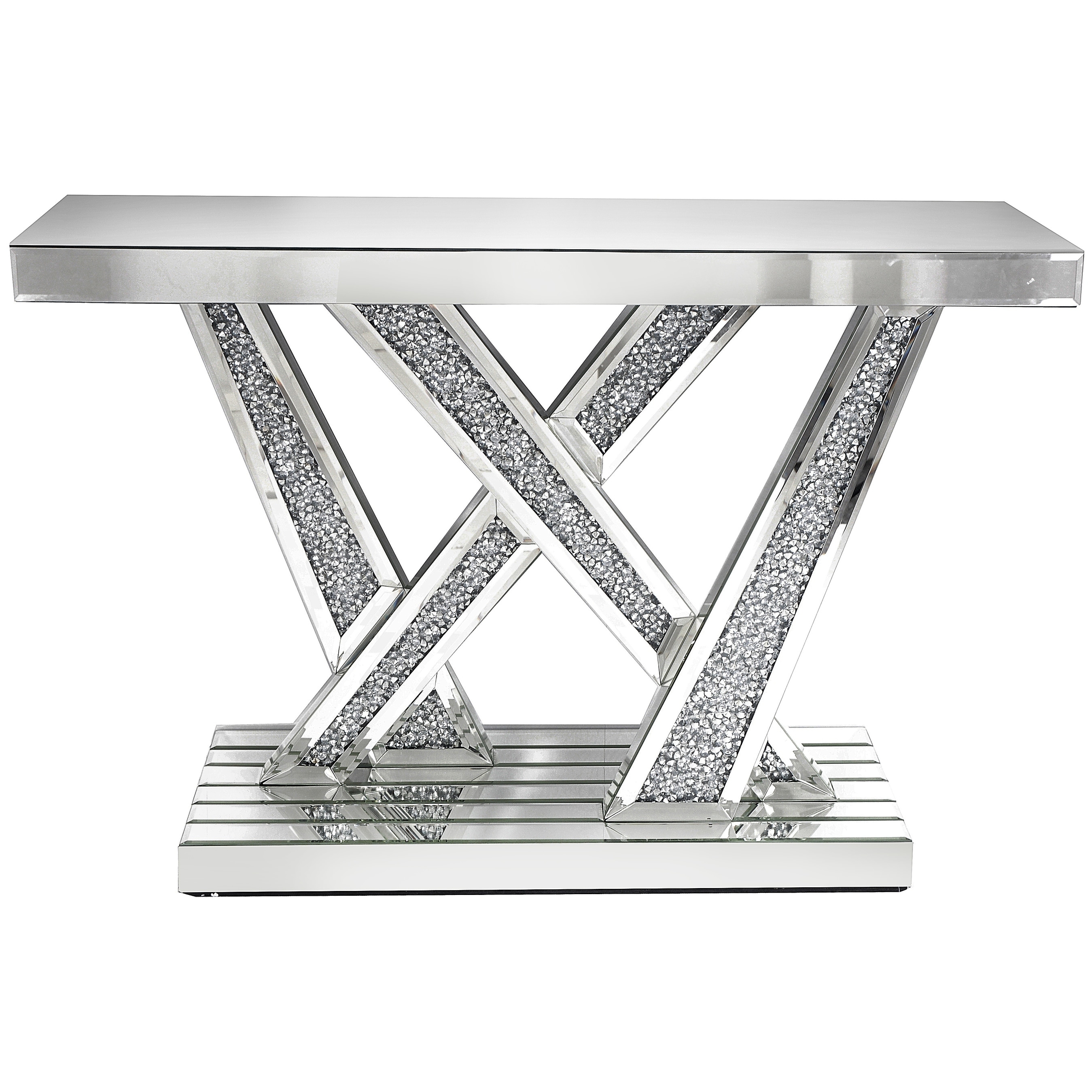 Best Quality Furniture Mirrored Crystal Console Table eBay