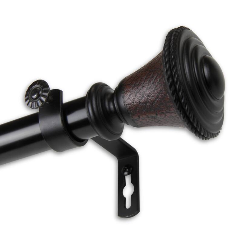 InStyleDesign Sheridan 1 inch Diameter Adjustable Curtain Rod - 120 to 170 inches - Black