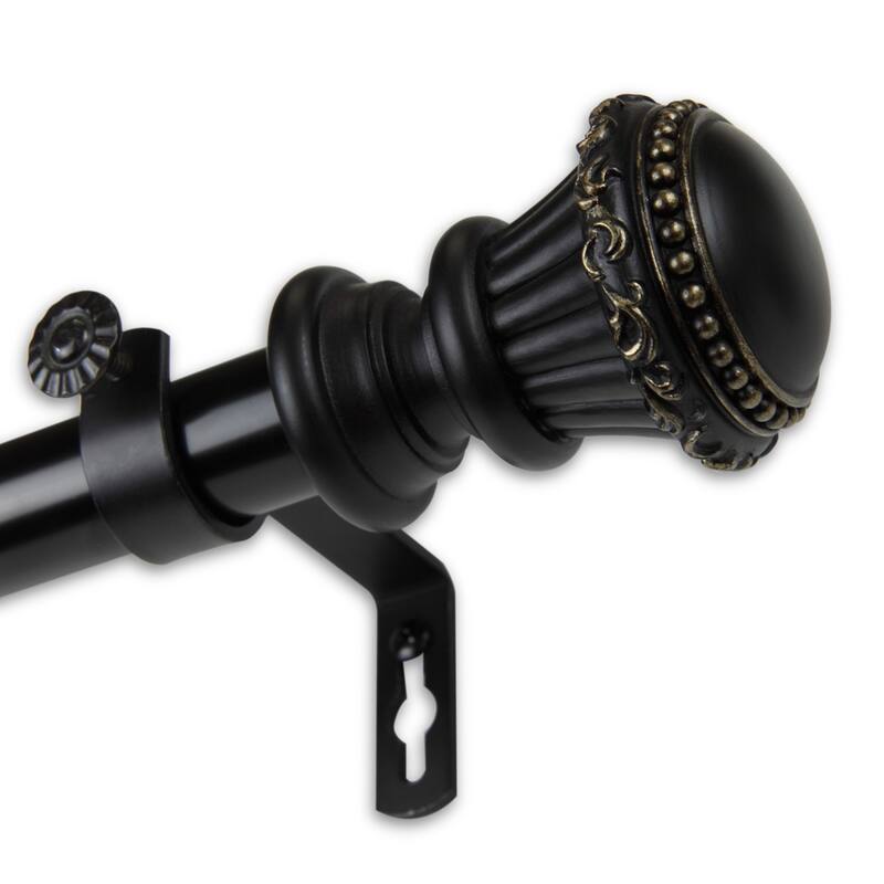 InStyleDesign Trinity 1 inch Diameter Adjustable Curtain Rod - 160 to 240 inches - Black