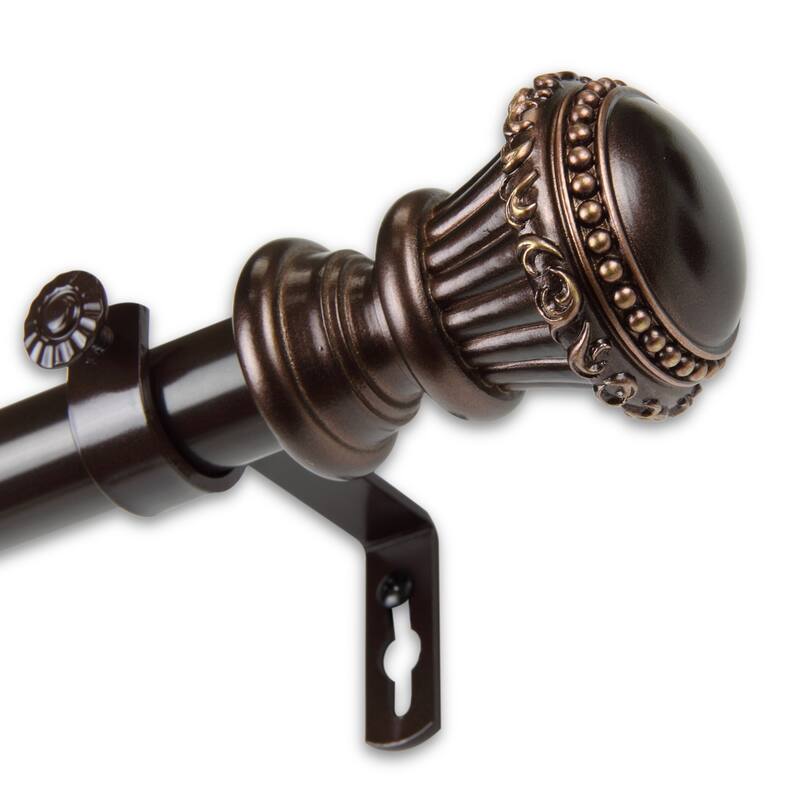 InStyleDesign Trinity 1 inch Diameter Adjustable Curtain Rod - 48 to 84 inches - bronze