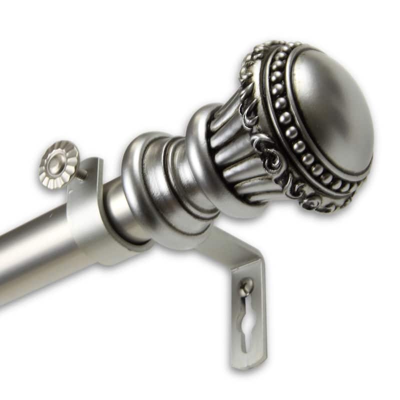 InStyleDesign Trinity 1 inch Diameter Adjustable Curtain Rod - 66 to 120 inches - satin nickel