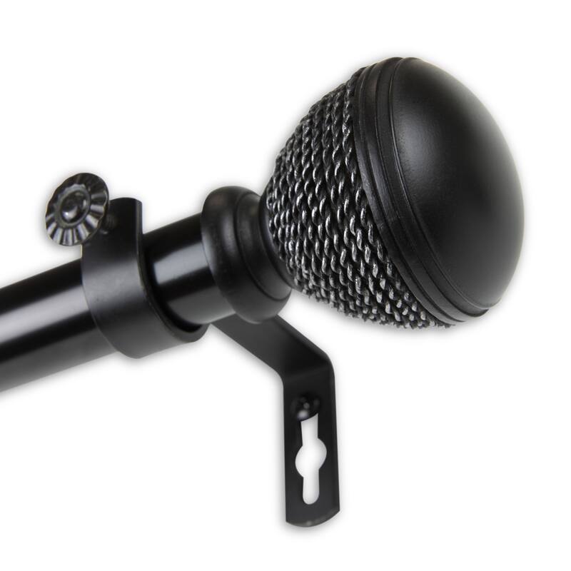 InStyleDesign Plait 1 inch Diameter Adjustable Curtain Rod - 48 to 84 inches - Black