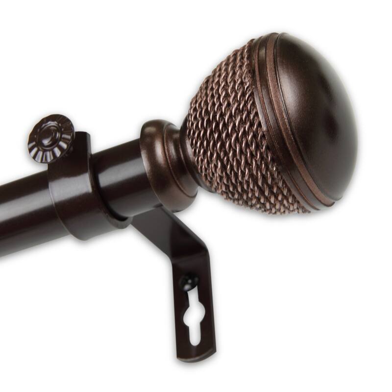 InStyleDesign Plait 1 inch Diameter Adjustable Curtain Rod - 160 to 240 inches - bronze