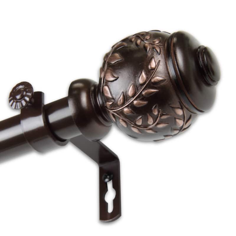 InStyleDesign Cascade 1 inch Diameter Adjustable Curtain Rod - 48 to 84 inches - bronze