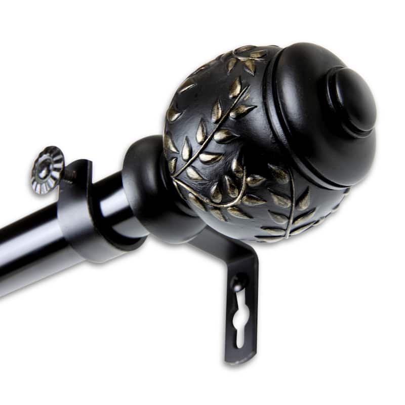 InStyleDesign Cascade 1 inch Diameter Adjustable Curtain Rod - 160 to 240 inches - Black