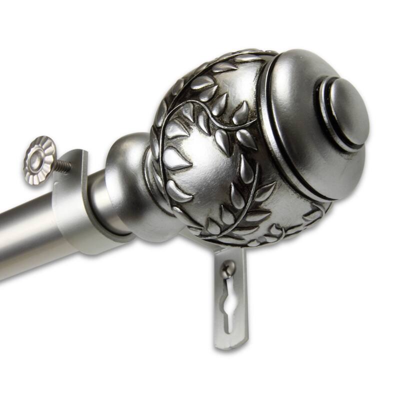 InStyleDesign Cascade 1 inch Diameter Adjustable Curtain Rod - 120 to 170 inches - satin nickel