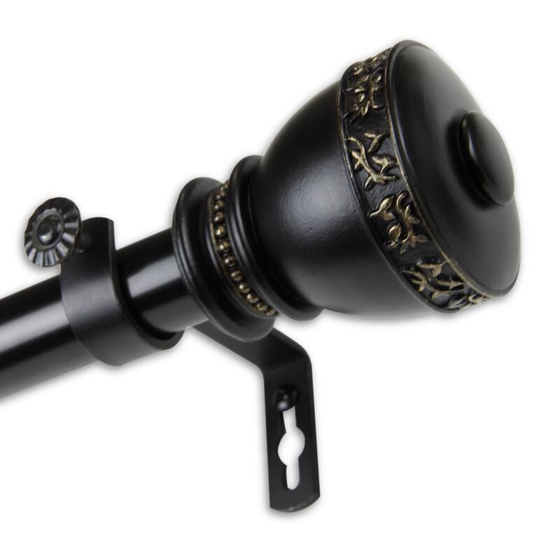 InStyleDesign Tahlia 1 inch Diameter Adjustable Curtain Rod - 28 to 48 inches - Black