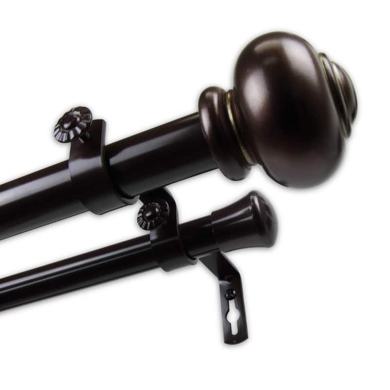 InStyleDesign Coiled 1 inch Diameter Adjustable Double Curtain Rod - 66 to 120 inches - bronze