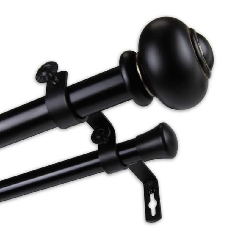 InStyleDesign Coiled 1 inch Diameter Adjustable Double Curtain Rod - 160 to 240 inches - Black