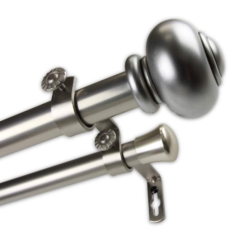 InStyleDesign Coiled 1 inch Diameter Adjustable Double Curtain Rod - 48 to 84 inches - satin nickel