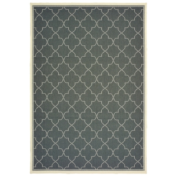 Havenside Home Pelican Simple Lattice Grey/ Ivory Loop Pile Indoor/ Outdoor Area Rug - 2'5" x 4'5"