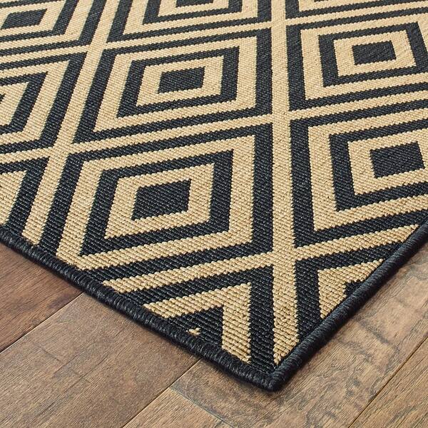 Port Graham Geometric Diamond Black Tan Loop Pile Indoor Geometric Diamond Black Tan Loop Pile