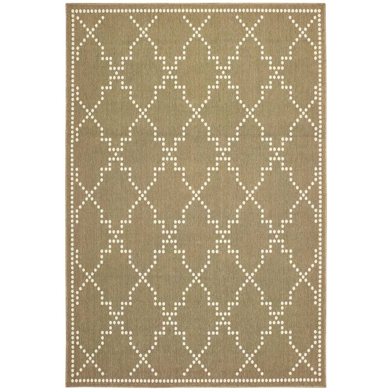 Style Haven Marianna Geometric Trellis Indoor Outdoor Area Rug - 3'7" x 5'6" - Tan/Off-White
