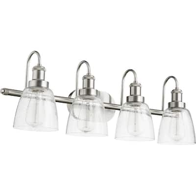 Quorum International Clear Seeded Glass Vanity or Sconce Family, 4 Light.