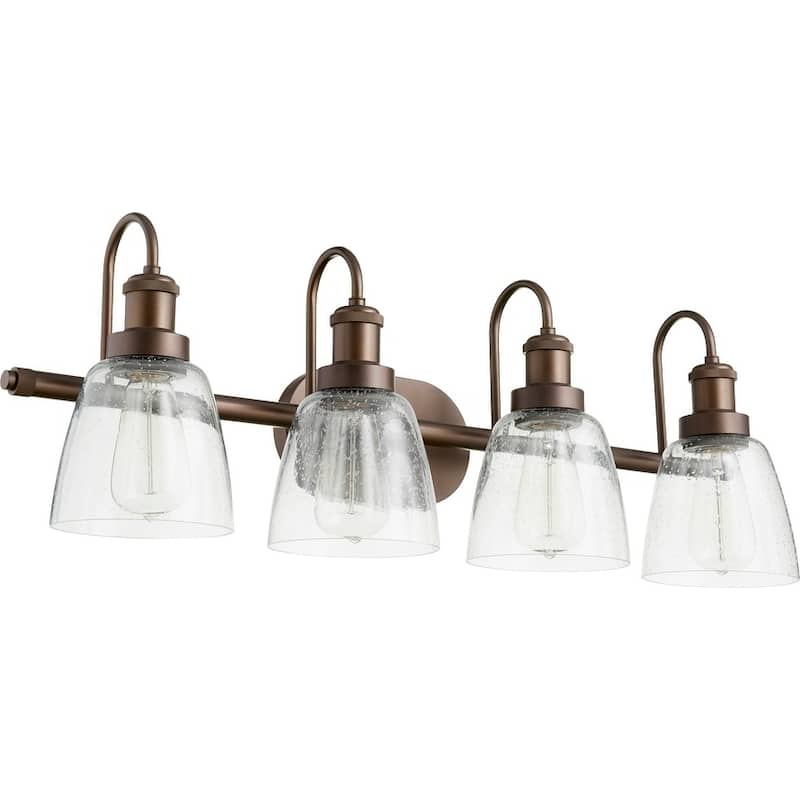 Quorum International Clear Seeded Glass Vanity or Sconce Family, 4 Light. - Oiled Bronze