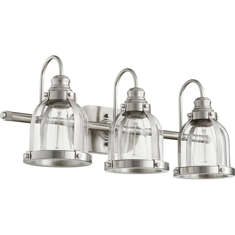 Quorum International Banded Dome Family Clear Glass Vanity or Sconce, 3 Light.