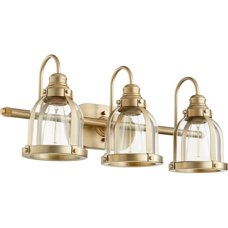 Quorum International Banded Dome Family Clear Glass Vanity or Sconce, 3 Light.