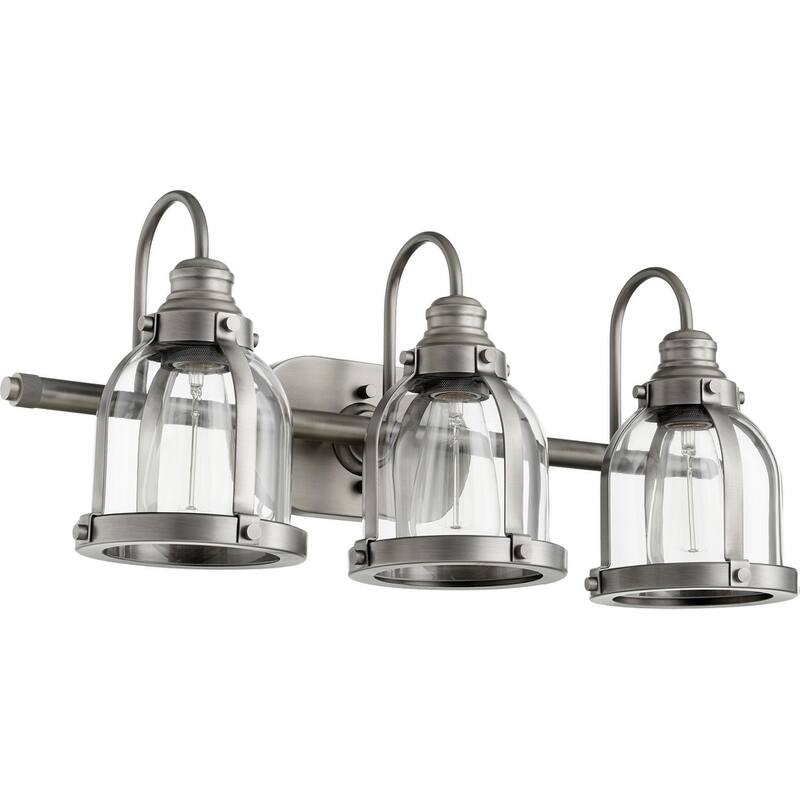 Quorum International Banded Dome Family Clear Glass Vanity or Sconce, 3 Light.
