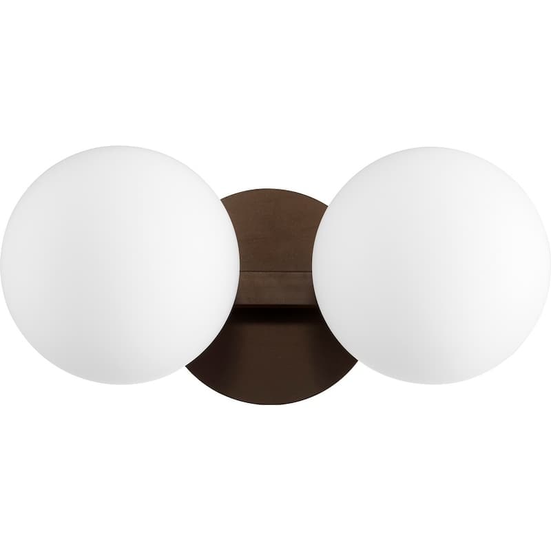 Quorum International White Satin Opal 2 Light Globe Vanity Fixture.