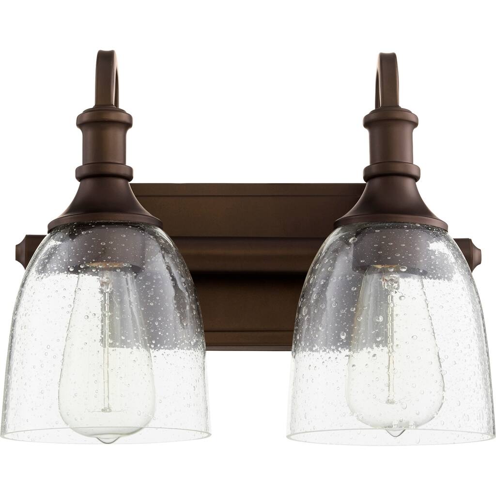 Quorum International Richmond Family 2 Light Clear Seeded Vanity Fixture. - Oiled Bronze