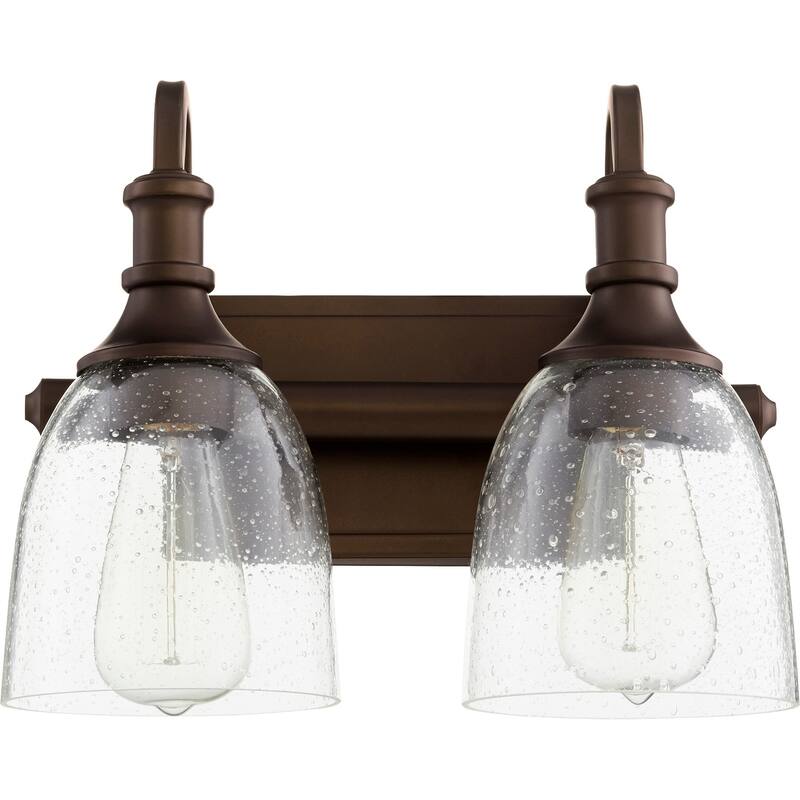 Quorum International Richmond Family 2 Light Clear Seeded Vanity Fixture. - Oiled Bronze