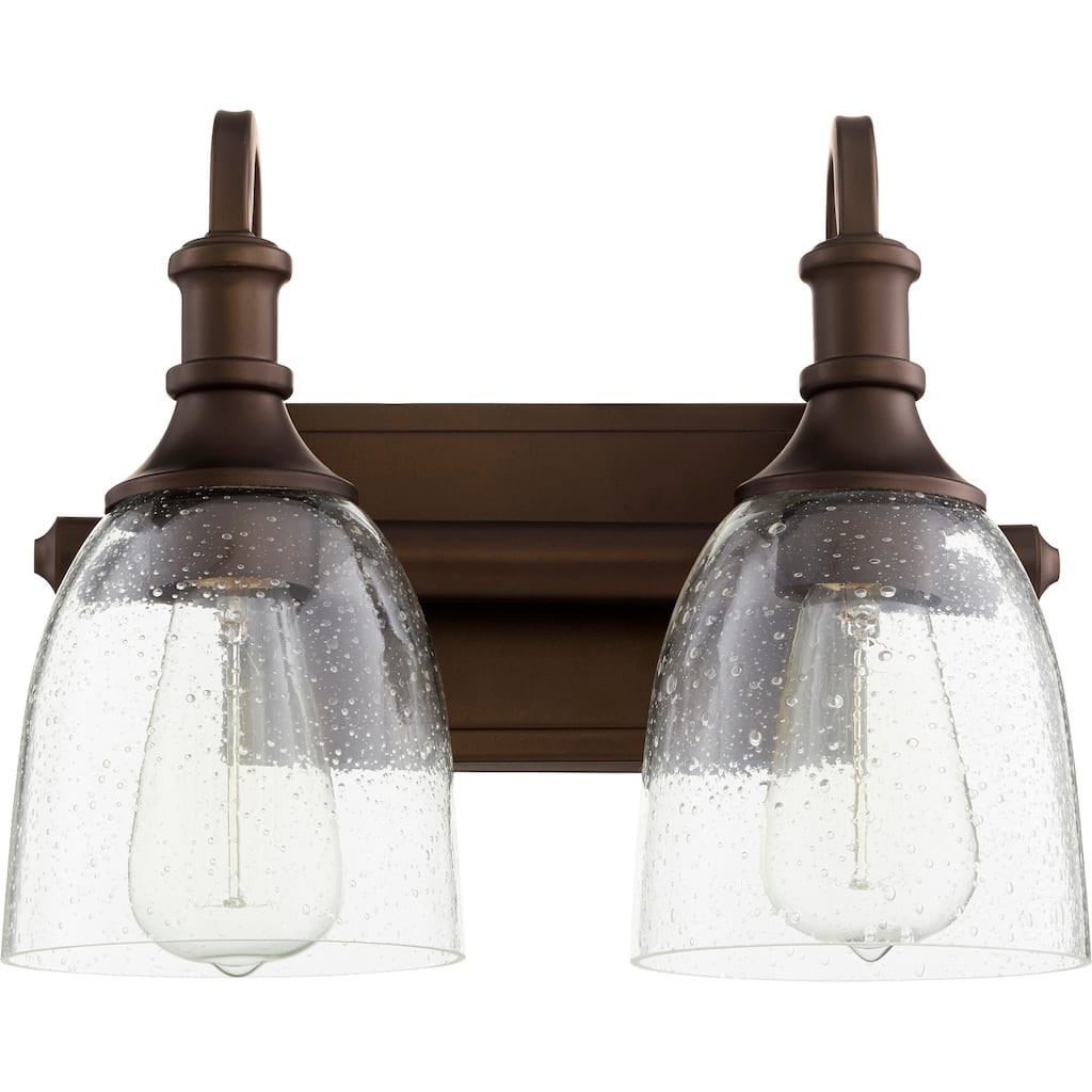 Quorum International Richmond Family 2 Light Clear Seeded Vanity Fixture. - Oiled Bronze