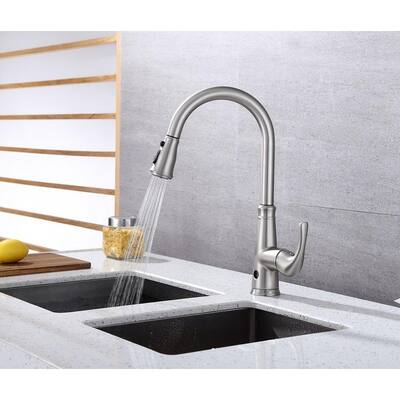 Runfine Single Handle Pull-DOWN Sensor Kitchen Faucet Brushed nickel