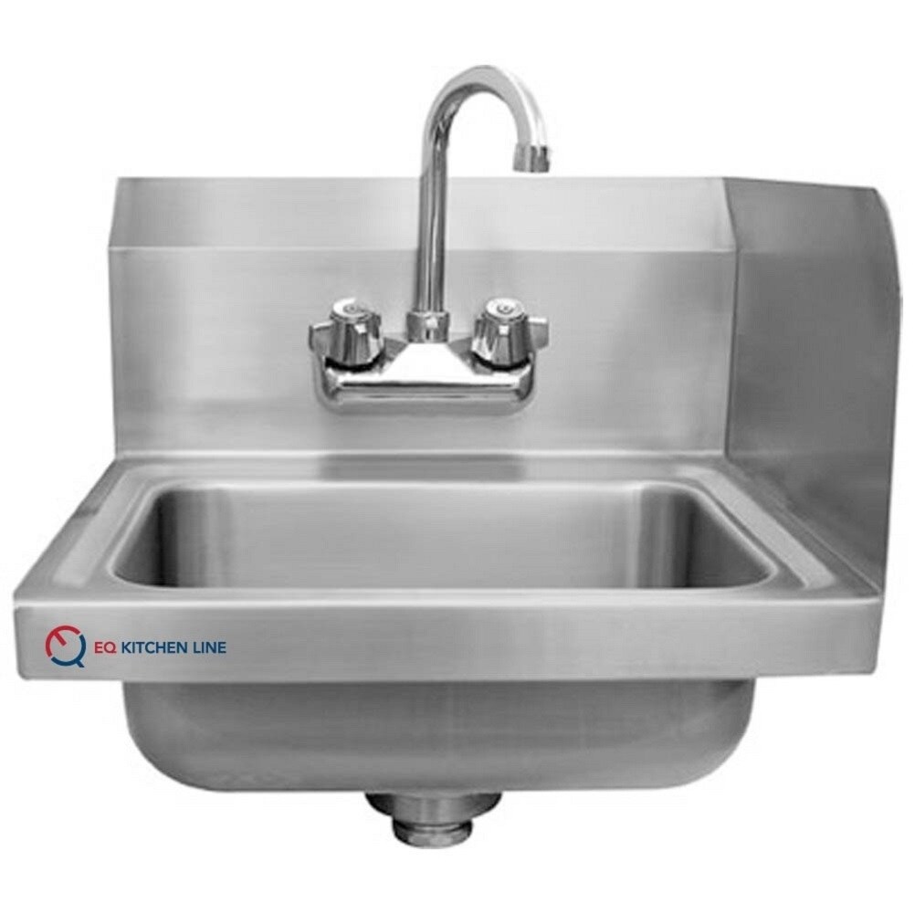 15L x 17W 13H EQ Kitchen Line Stainless Steel Commercial Compartment Sink with Right Side Splash 