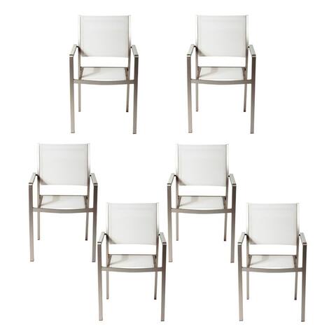 Aluminium Frame Dining Chair Set of 6 White