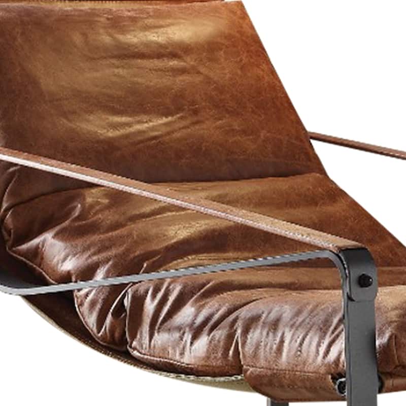 Metal & Leather Accent Lounge Chair, Cocoa Brown